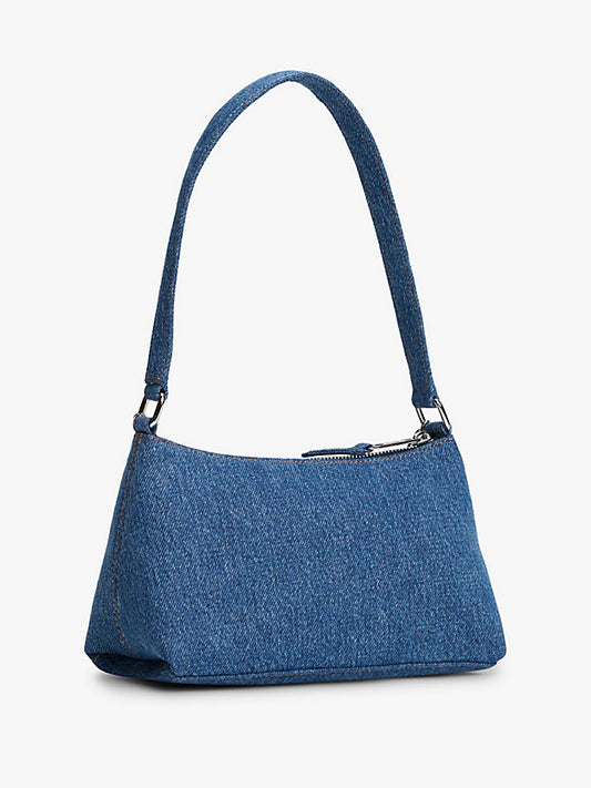 Logo Embroidery Denim Shoulder Bag