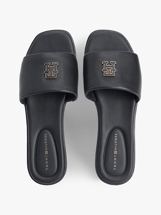 Leather Monogram Strap Mules