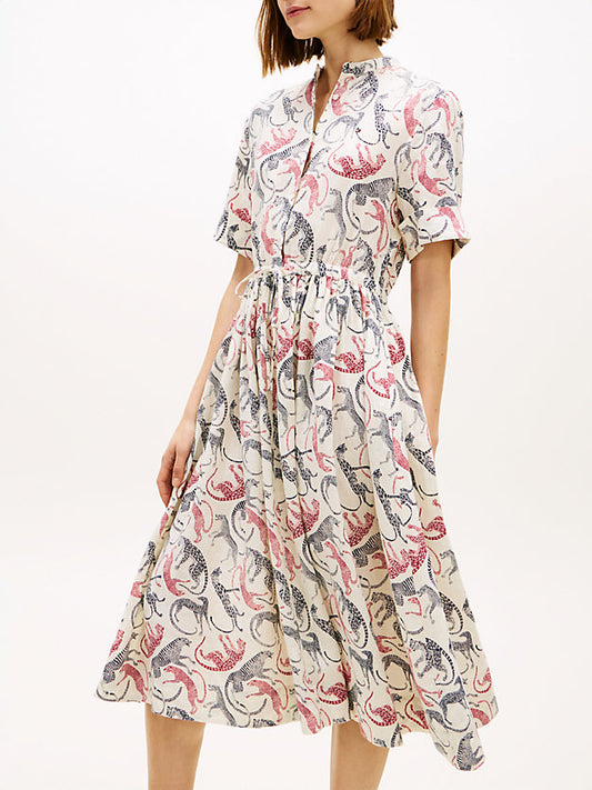 Pure Linen Midi Shirt Dress