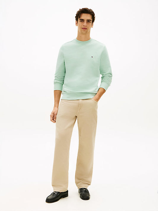 Flag Embroidery Terry Crew Neck Sweatshirt