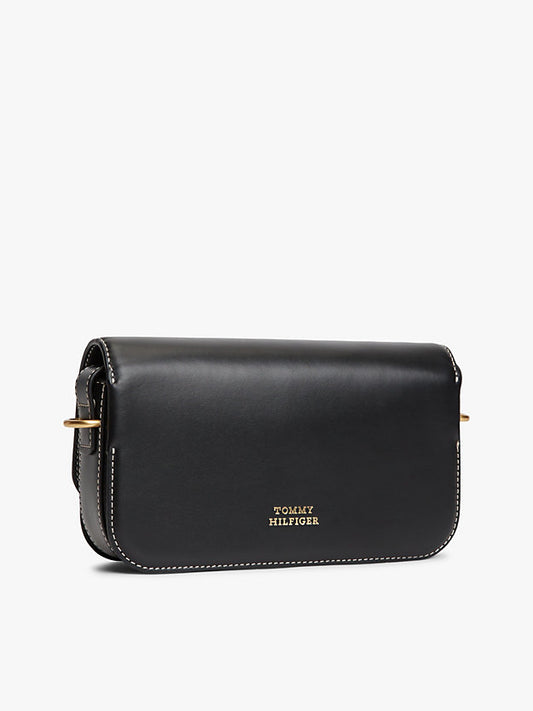 Leather Flap Logo Plaque Crossbody Bag