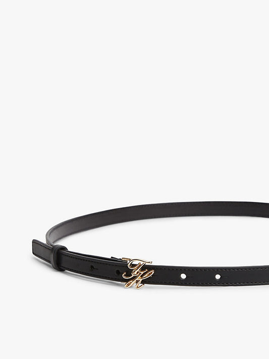 Logo Plaque Buckle Leather Belt