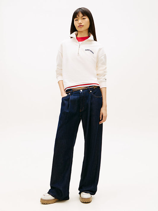 Logo Embroidery Relaxed Quarter-Zip Sweatshirt