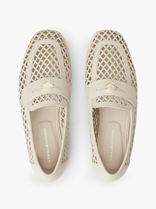 Cutout Leather Penny Loafers