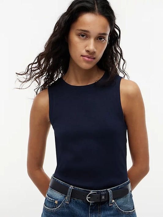 Stripe Slim Crew Neck Tank Top
