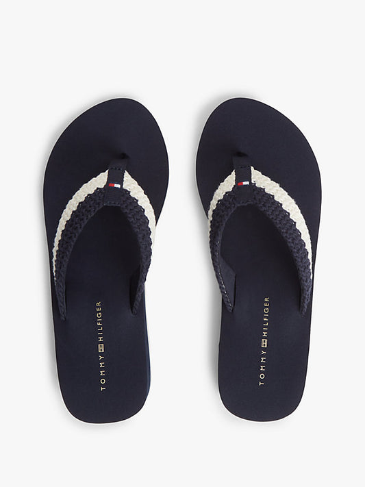 Wedge Heel Woven Flip-Flops