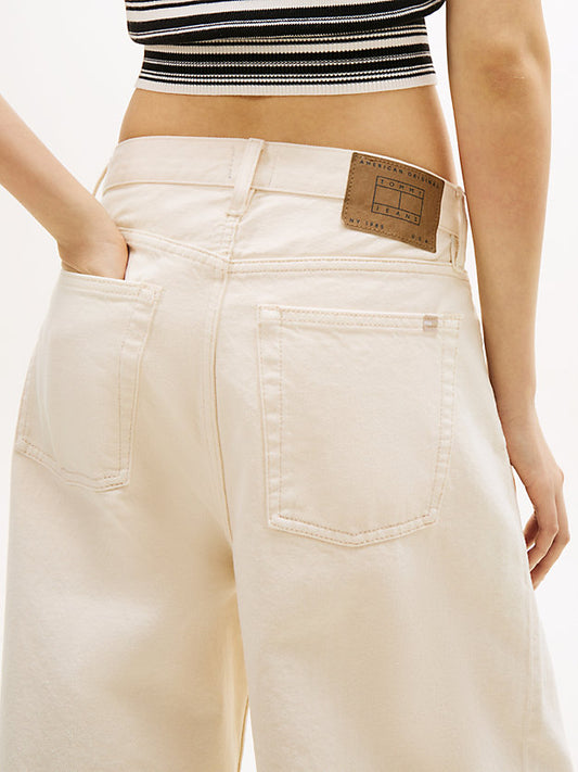 Pleated Mid Rise Loose Straight Leg Jeans
