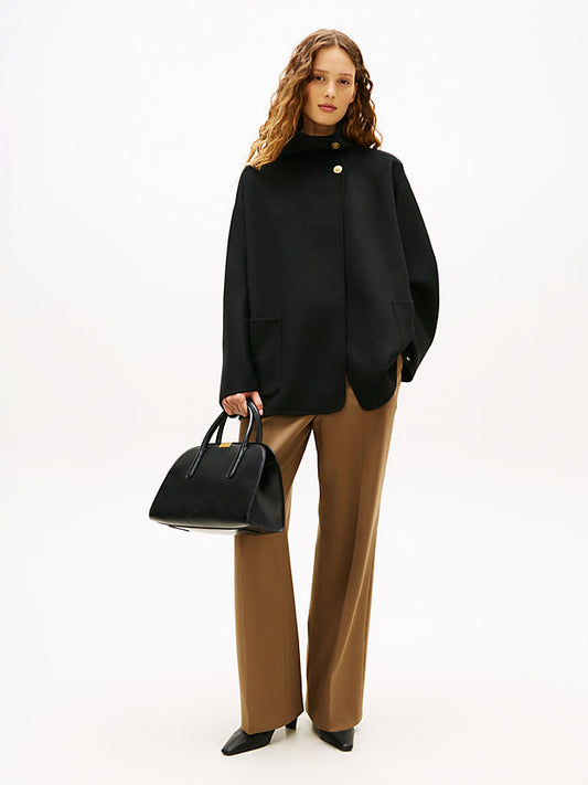 Wool Blend Funnel Neck Oversized Coat
