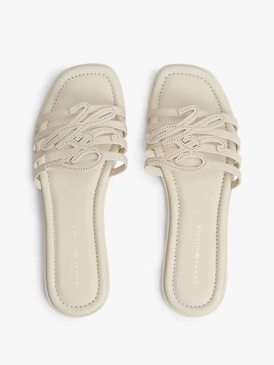 Logo Strap Leather Mules