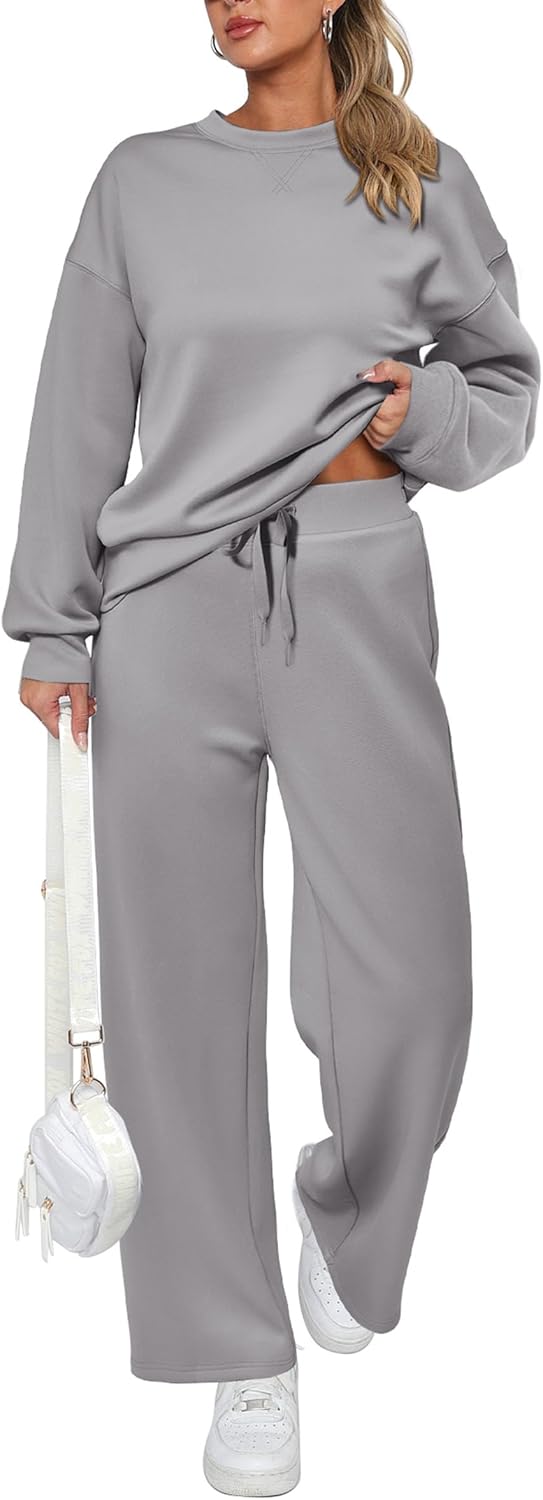 Ensemble décontracté deux pièces en coton pour femme : sweat-shirt oversize demi-zippé et pantalon de survêtement large