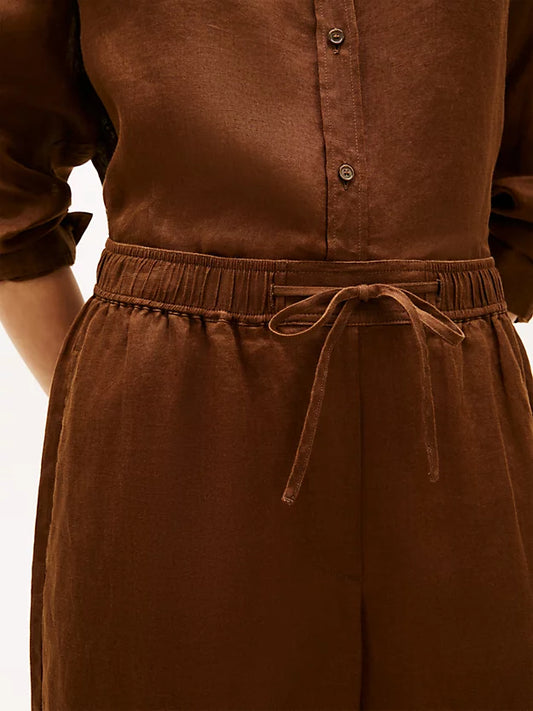 Relaxed Wide Leg Pure Linen Trousers