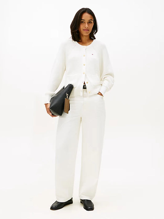 Gold-Tone Button Relaxed Cardigan