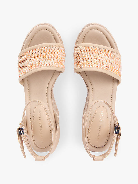 Raffia Strap High Wedge Espadrilles