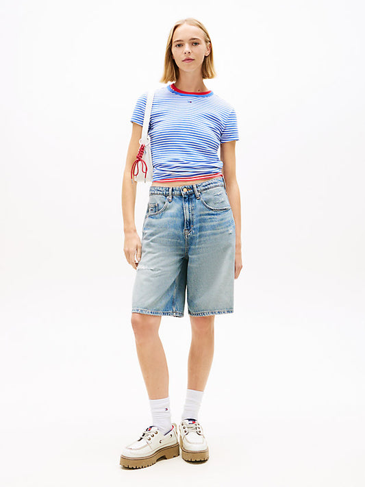 Ribbed Slim Crew Neck T-Shirt