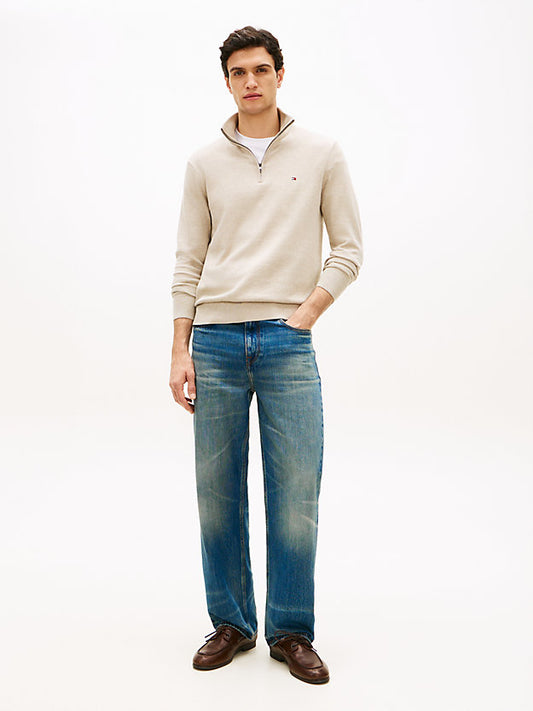 Flag Embroidery Quarter-Zip Jumper