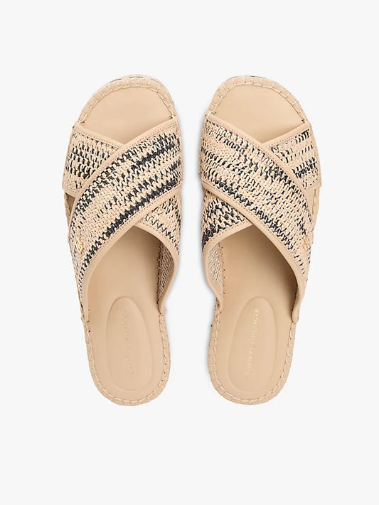 Raffia Monogram Espadrille Mules