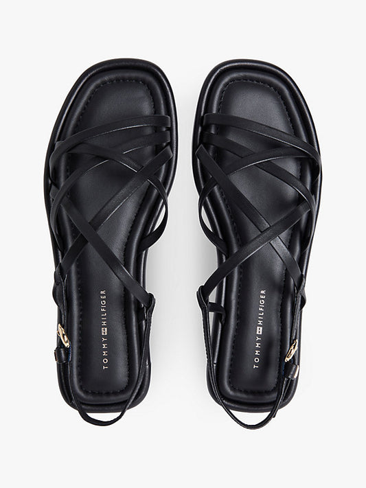 Leather Crossover Strap Flat Sandals