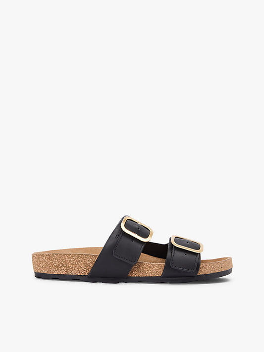 Leather Double Strap Cork Sandals