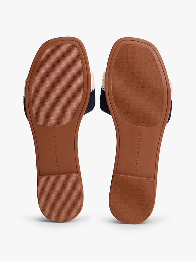 Logo Plaque Colour-Blocked Woven Mules