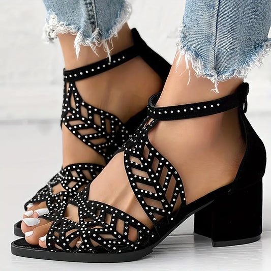 🔥2024 FLASH SALE 50% RABATT🔥Damen-Fashion-Sandalen mit klobigem Absatz und Cut-Outs