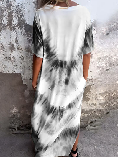 Tie-Dye-Kurzkleid mit Taschen in voller Größe