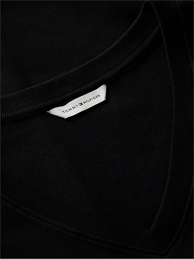 Flag Embroidery Slim V-Neck T-Shirt