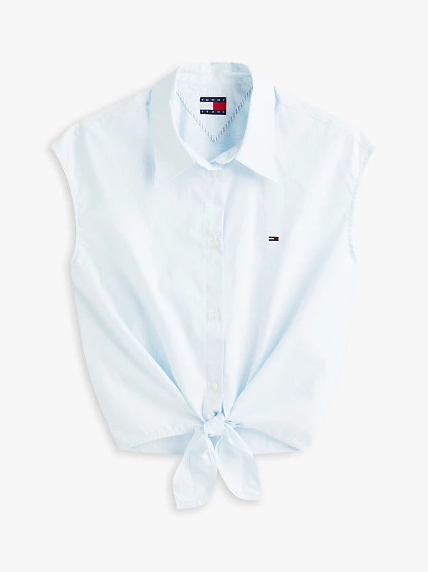Relaxed Fit Sleeveless Tie Front Shirt