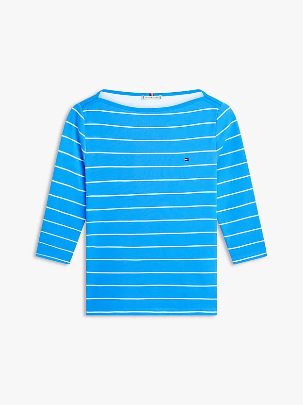 Slim Three-Quarter Sleeve Boat Neck T-Shirt