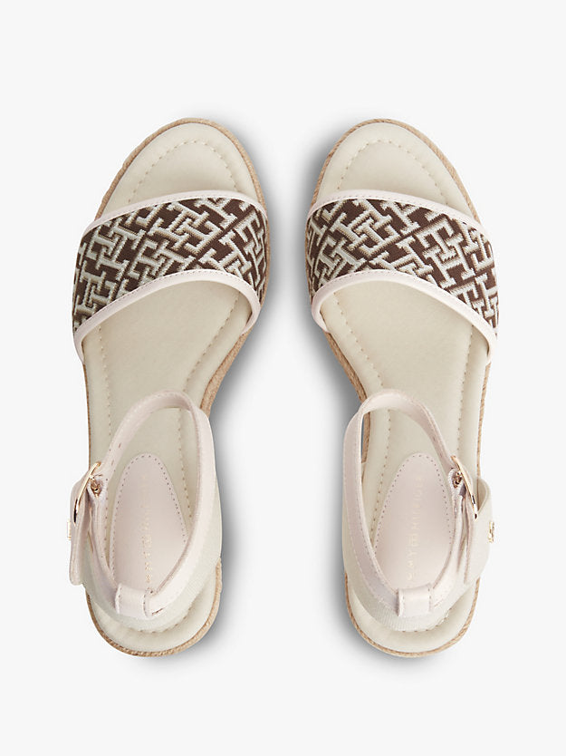 Logo Plaque Jacquard Wedge Heel Espadrilles