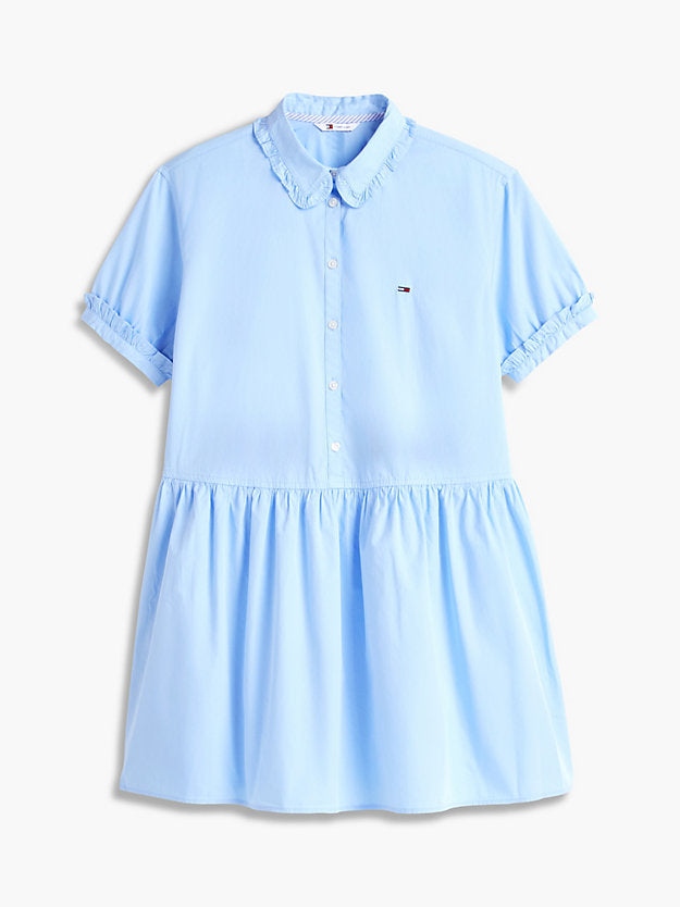 Ruffle Mini Short Sleeve Shirt Dress