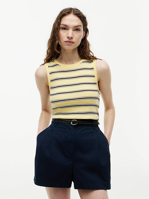 Stripe Slim Crew Neck Tank Top