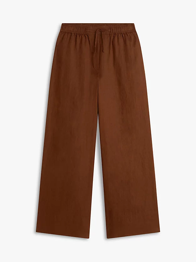 Relaxed Wide Leg Pure Linen Trousers