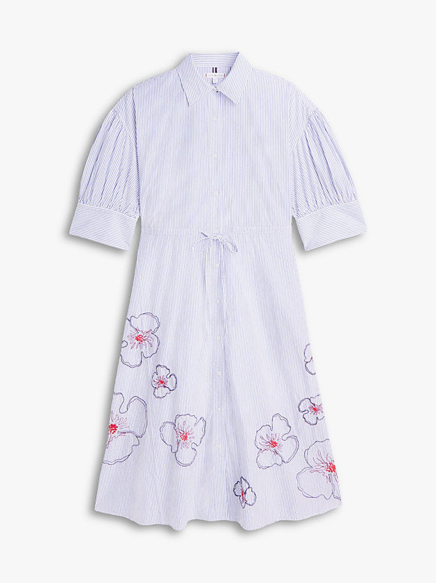 Embroidery Poplin Midi Shirt Dress
