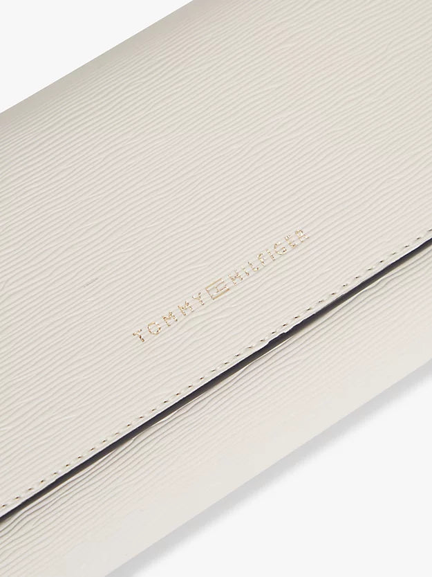 Metallic Logo Textured Flap Wallet