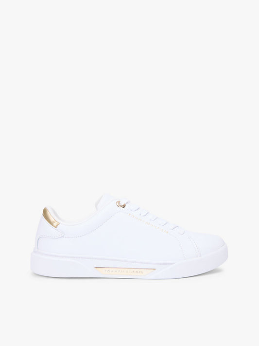 Leather Logo Plaque Court Trainers