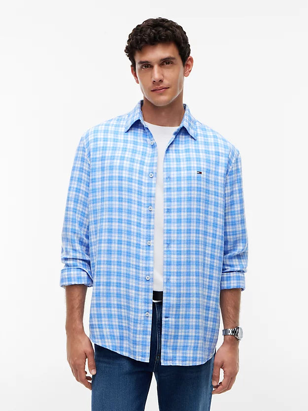 Relaxed Fit Check Linen Blend Shirt