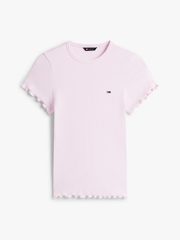 Ruffle Trim Ribbed T-Shirt