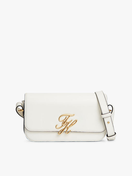 Leather Flap Logo Plaque Crossbody Bag