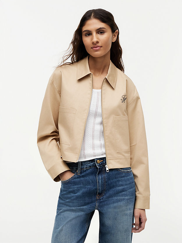 Logo Patch Pocket Twill Short Jacket