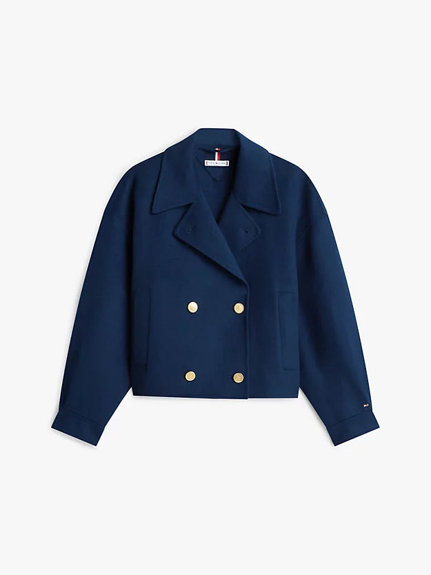 Wool Blend Double Breasted Peacoat