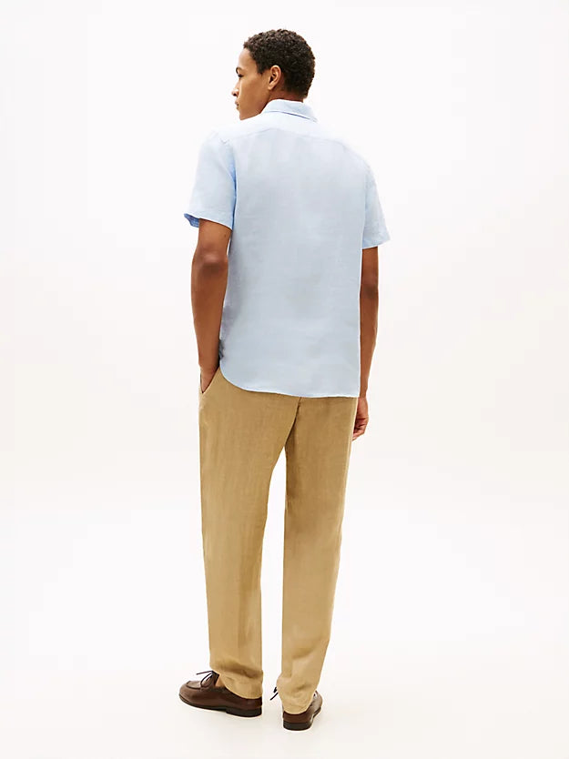 Regular Fit Washed Linen Short Sleeve Shirt