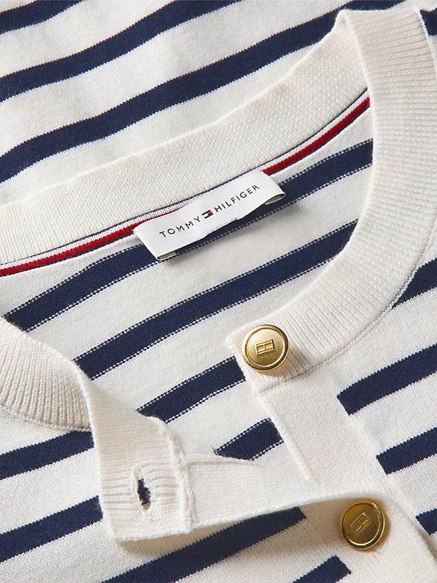 Fine Knit Jersey Crew Neck Cardigan
