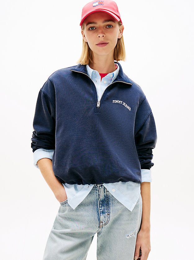 Logo Embroidery Relaxed Quarter-Zip Sweatshirt