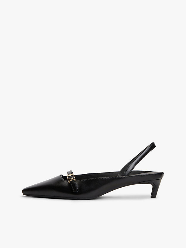 Leather Kitten Heel Slingbacks