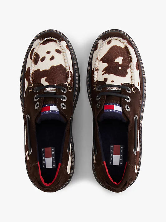 Archive Suede Cleat Cow Print Boat Shoes