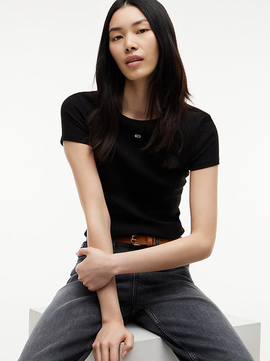 Ribbed Slim Crew Neck T-Shirt
