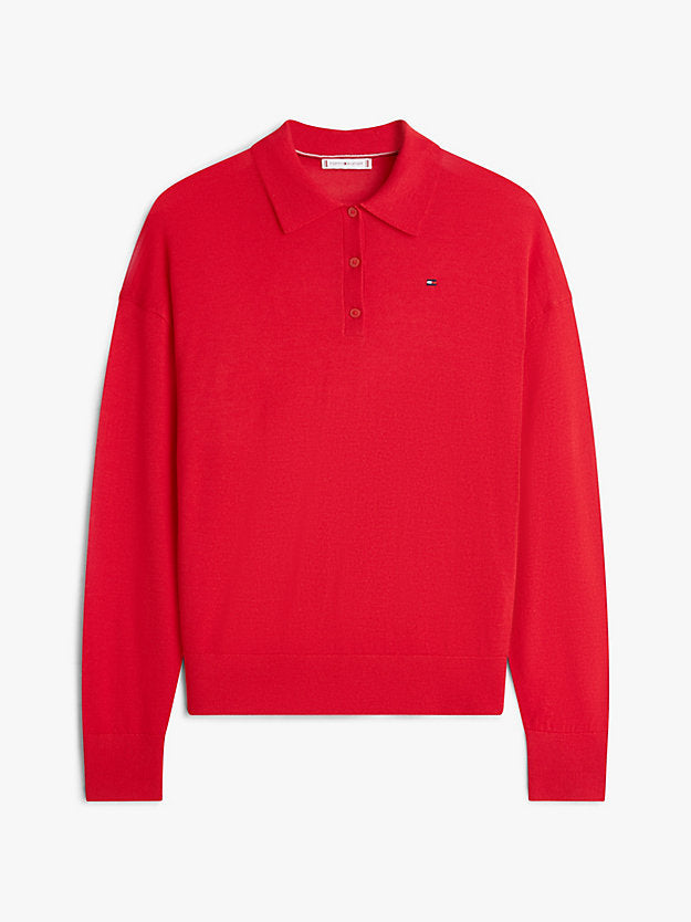 Flag Embroidery Polo Jumper WiSilk