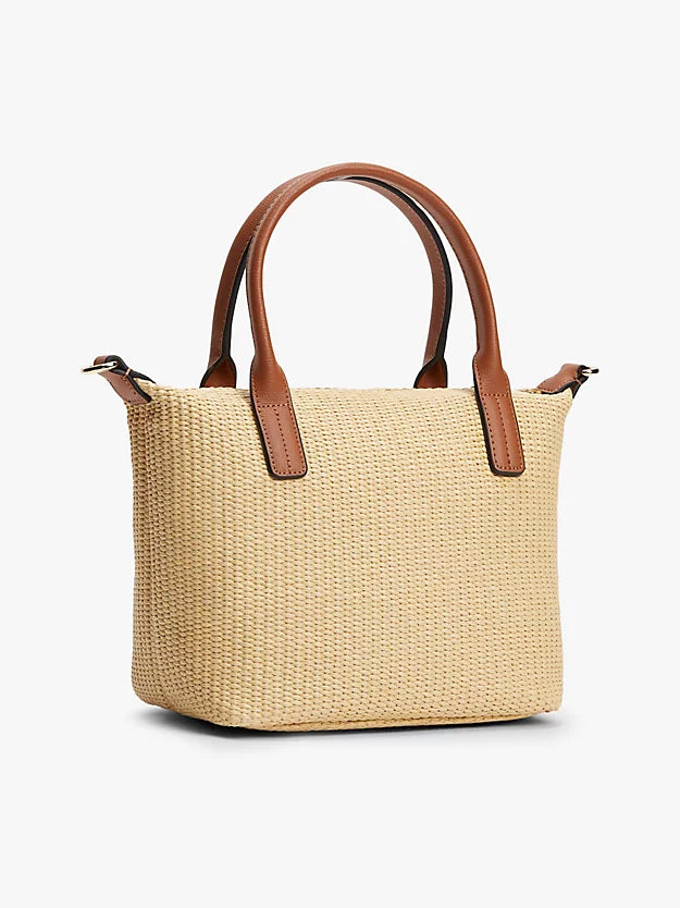 Raffia Crossbody Tote Bag
