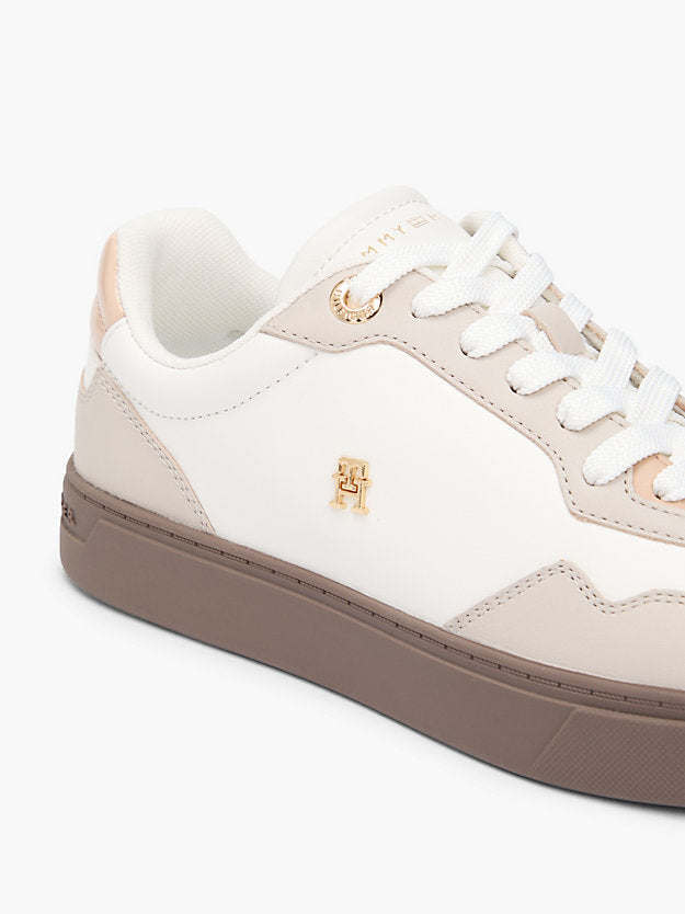 Leather Mixed Texture Cupsole Trainers