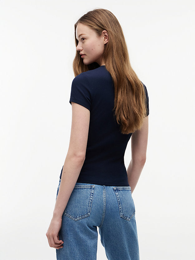 Ribbed Slim Crew Neck T-Shirt